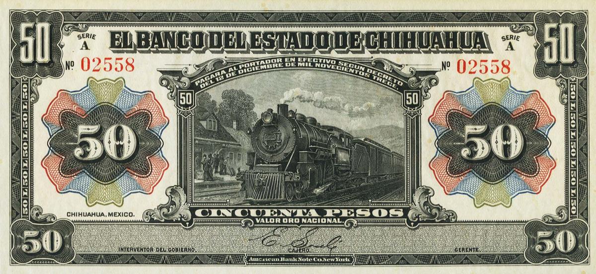 Front of Mexico pS135a: 50 Pesos from 1913