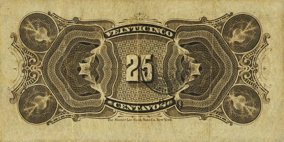 Back of Mexico pS138a: 25 Centavos from 1883