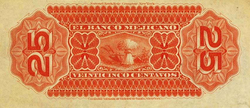 Back of Mexico pS143r: 25 Centavos from 1878