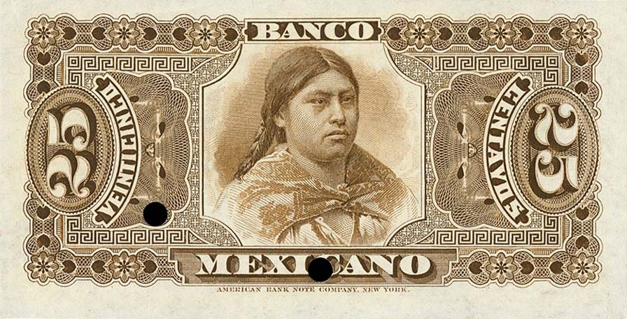 Back of Mexico pS151s: 25 Centavos from 1888