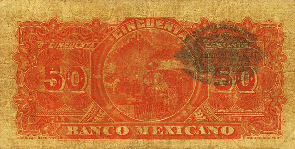 Back of Mexico pS152a: 50 Centavos from 1888