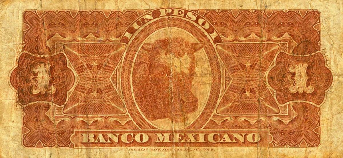 Back of Mexico pS153a: 1 Peso from 1888