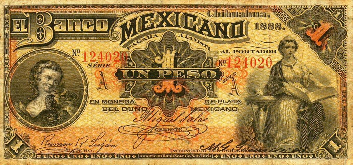 Front of Mexico pS153a: 1 Peso from 1888