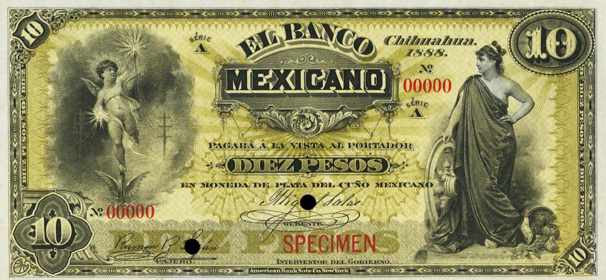 Front of Mexico pS156s: 10 Pesos from 1888