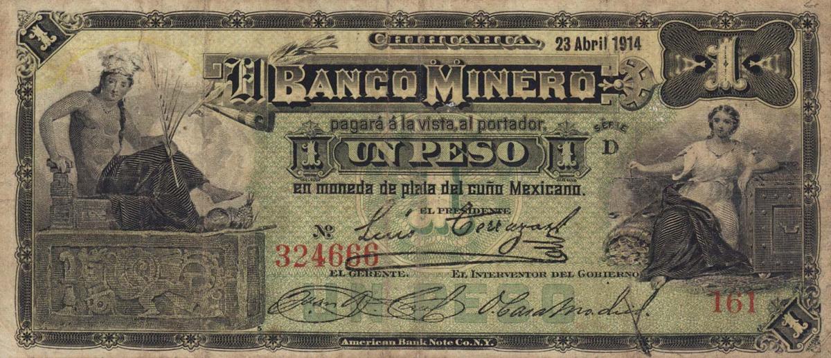 Front of Mexico pS162d: 1 Peso from 1888