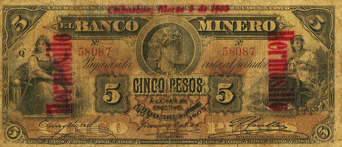 Front of Mexico pS163Al: 5 Pesos from 1898