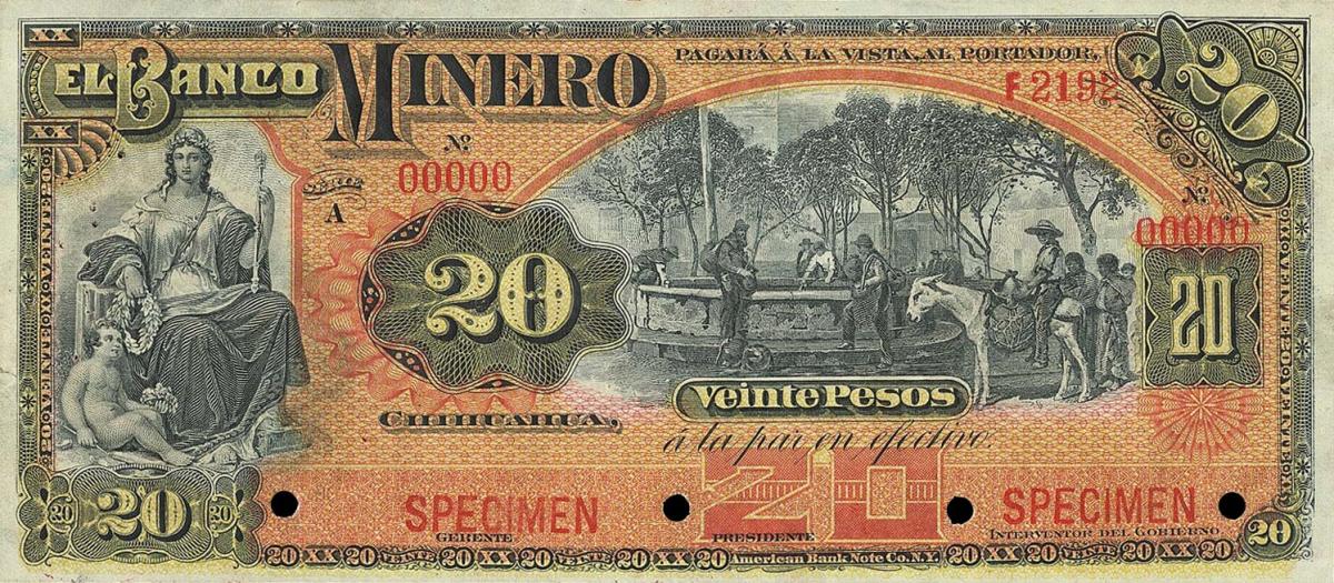 Front of Mexico pS165As1: 20 Pesos from 1898