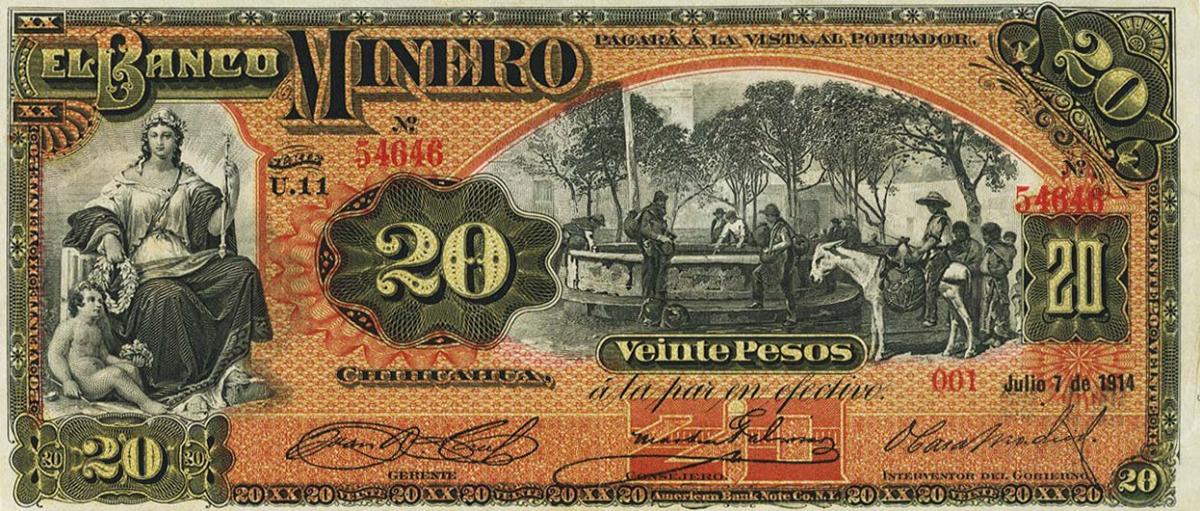 Front of Mexico pS165Bf: 20 Pesos from 1910