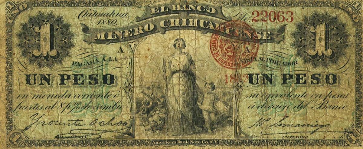 Front of Mexico pS174b: 1 Peso from 1880