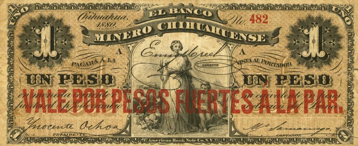 Front of Mexico pS175a: 1 Peso from 1880