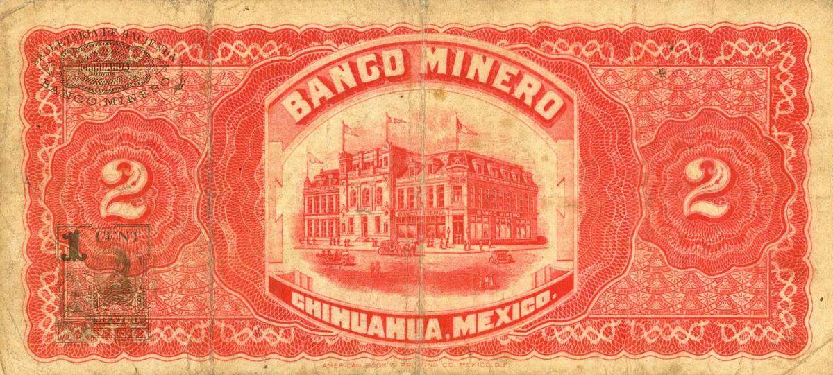 Back of Mexico pS184: 2 Pesos from 1914