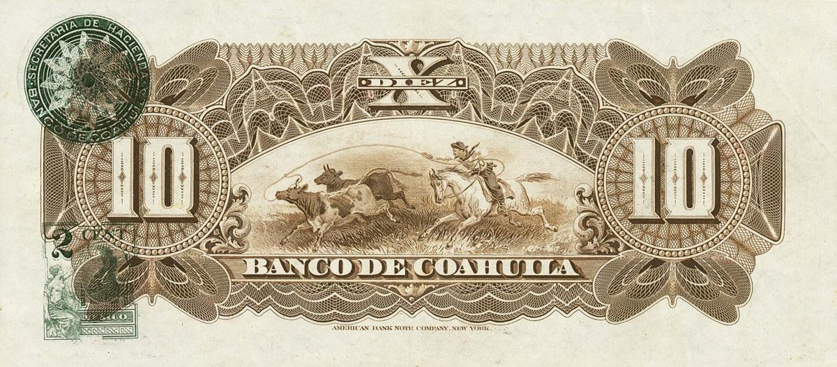 Back of Mexico pS196c: 10 Pesos from 1898