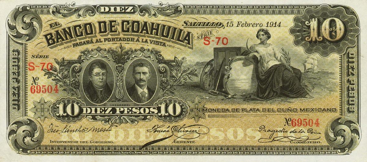 Front of Mexico pS196c: 10 Pesos from 1898