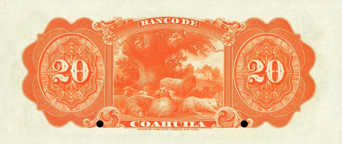 Back of Mexico pS197s: 20 Pesos from 1898