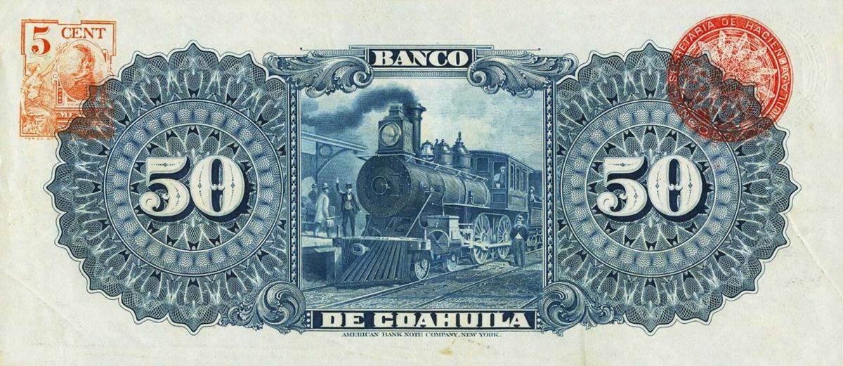 Back of Mexico pS198b: 50 Pesos from 1898