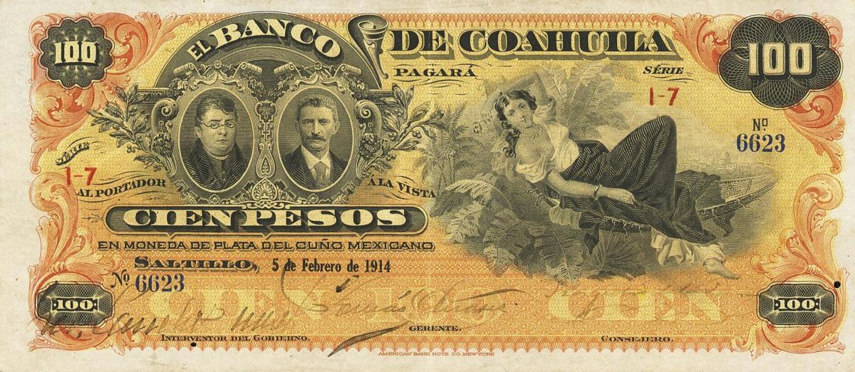 Front of Mexico pS199c: 100 Pesos from 1898