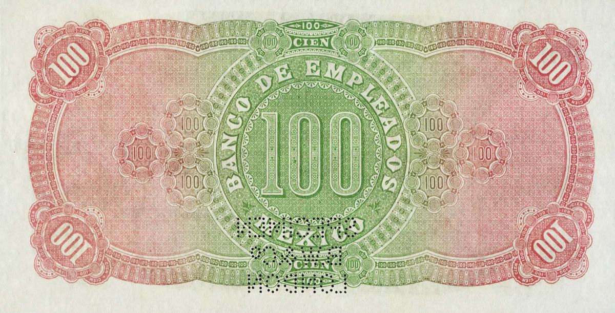 Back of Mexico pS204E: 100 Pesos Fuertes from 1800