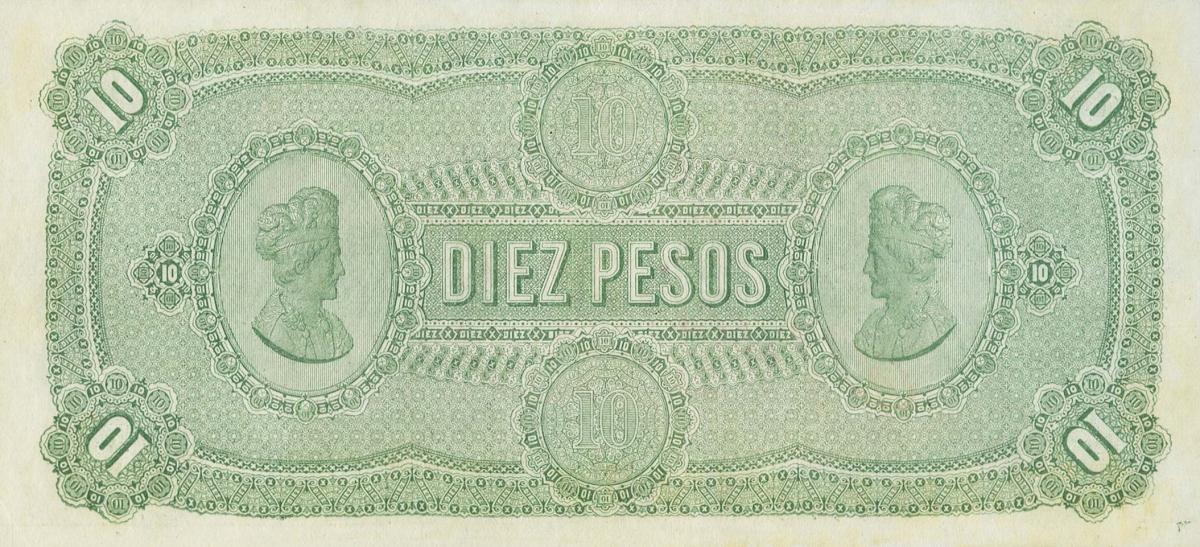 Back of Mexico pS217s: 10 Pesos from 1878