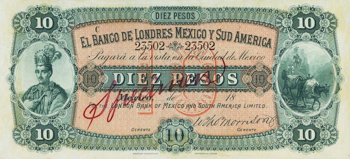 Front of Mexico pS217s: 10 Pesos from 1878