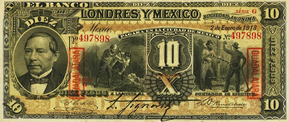 Front of Mexico pS234i: 10 Pesos from 1889