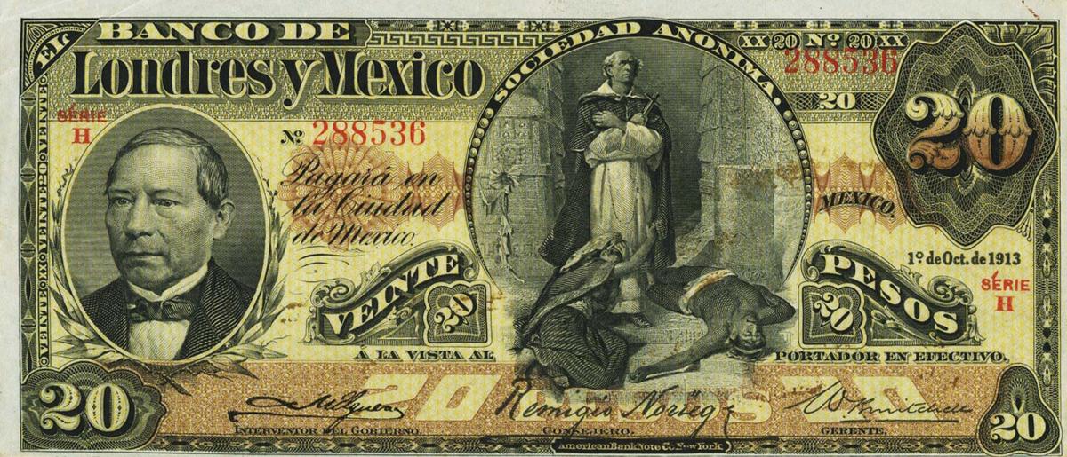 Front of Mexico pS235d: 20 Pesos from 1889