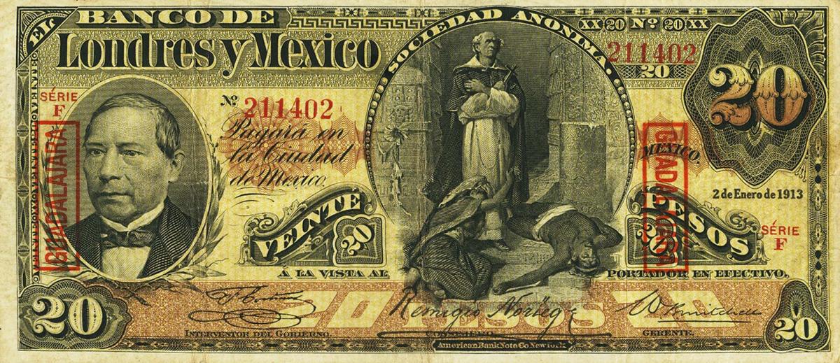 Front of Mexico pS235h: 20 Pesos from 1889