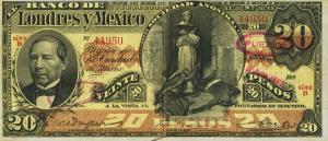 pS235n from Mexico: 20 Pesos from 1889