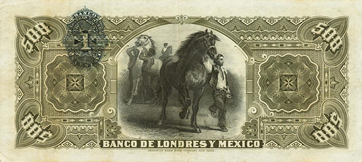 Back of Mexico pS238a: 500 Pesos from 1889