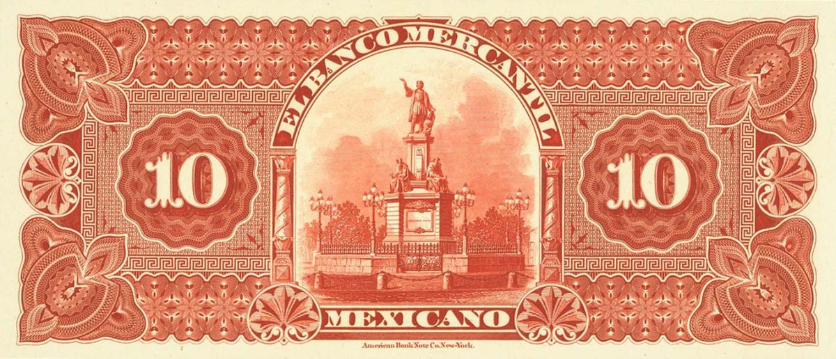 Back of Mexico pS244p: 10 Pesos from 1882