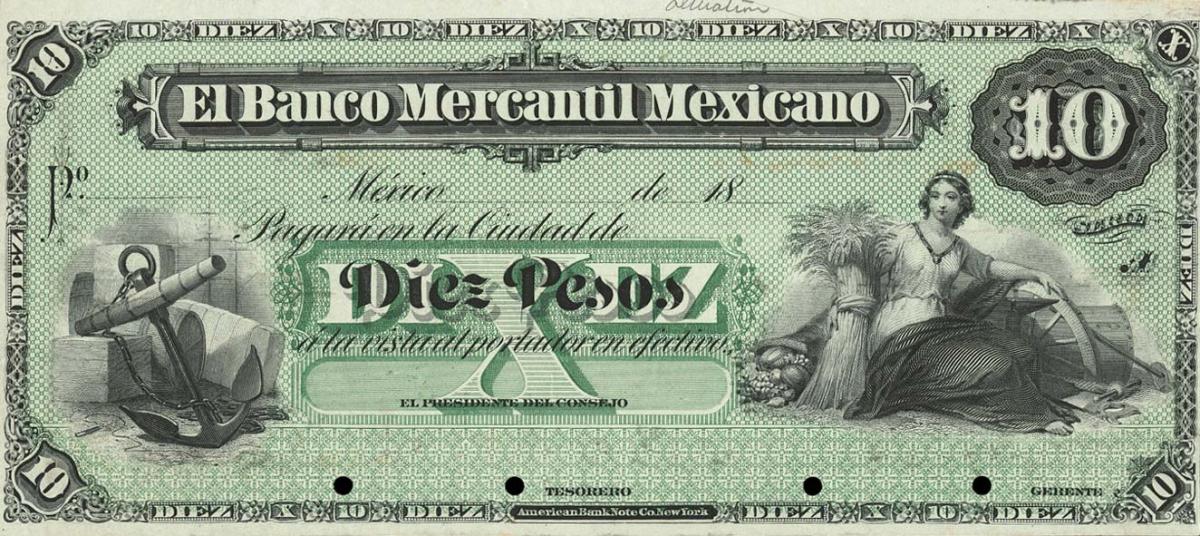 Front of Mexico pS244p: 10 Pesos from 1882