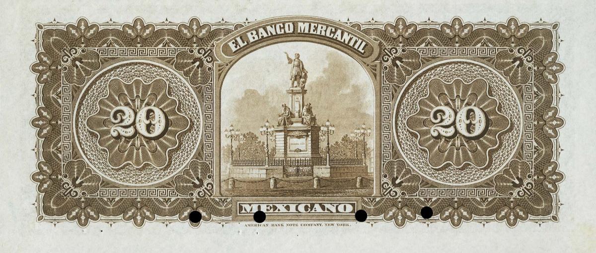 Back of Mexico pS245s: 20 Pesos from 1882