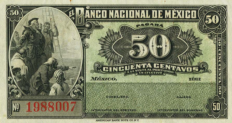 Front of Mexico pS254r: 50 Centavos from 1914