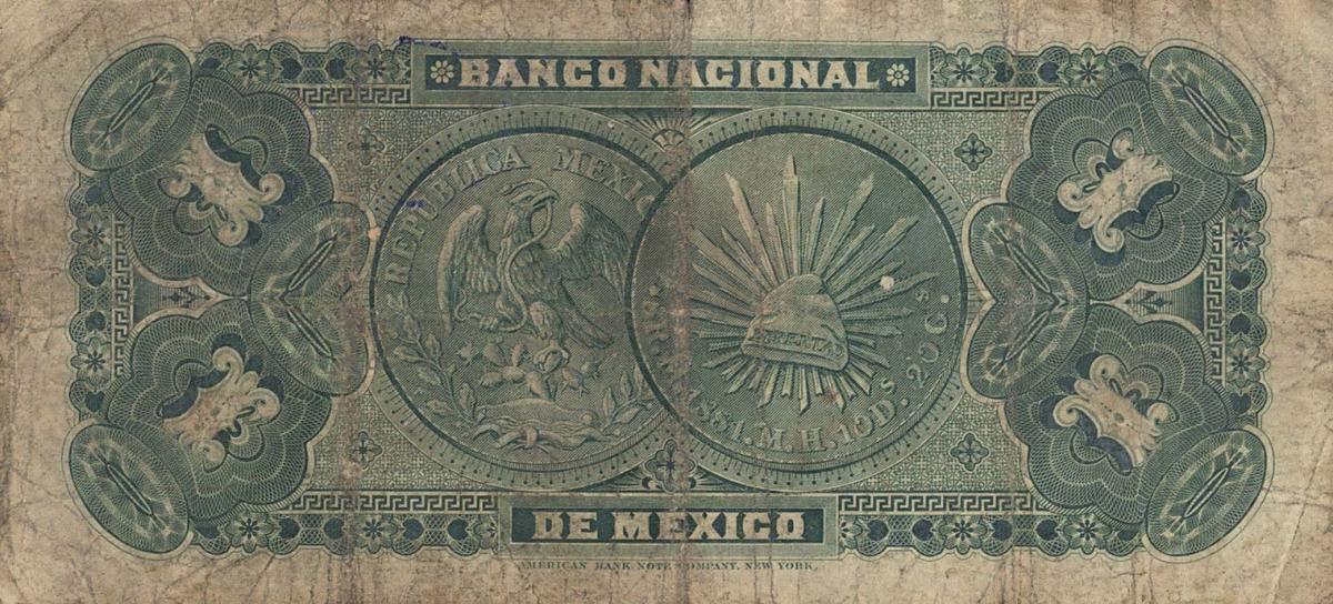 Back of Mexico pS255b: 1 Peso from 1885