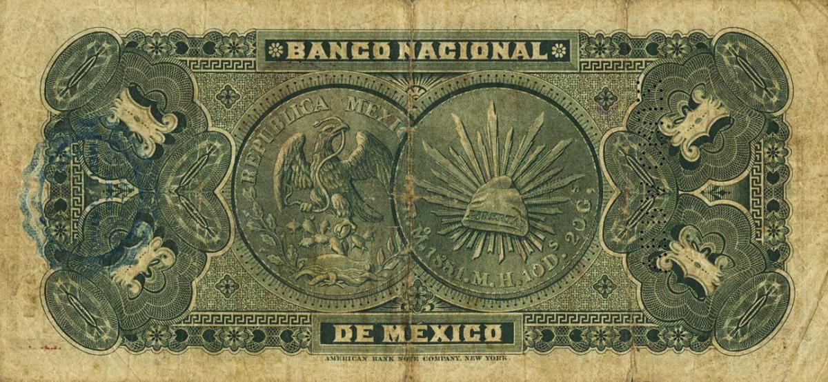 Back of Mexico pS255j: 1 Peso from 1885