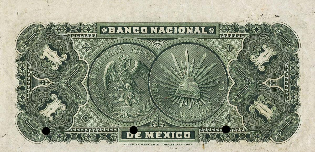 Back of Mexico pS255s2: 1 Peso from 1885