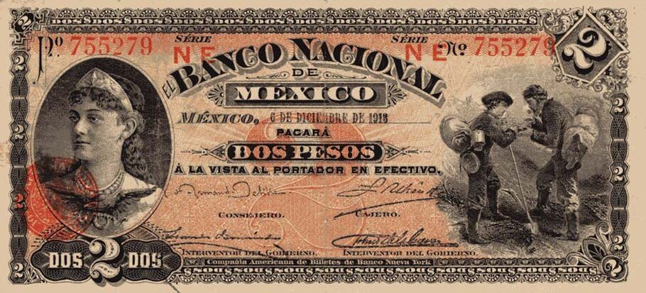 Front of Mexico pS256a: 2 Pesos from 1885