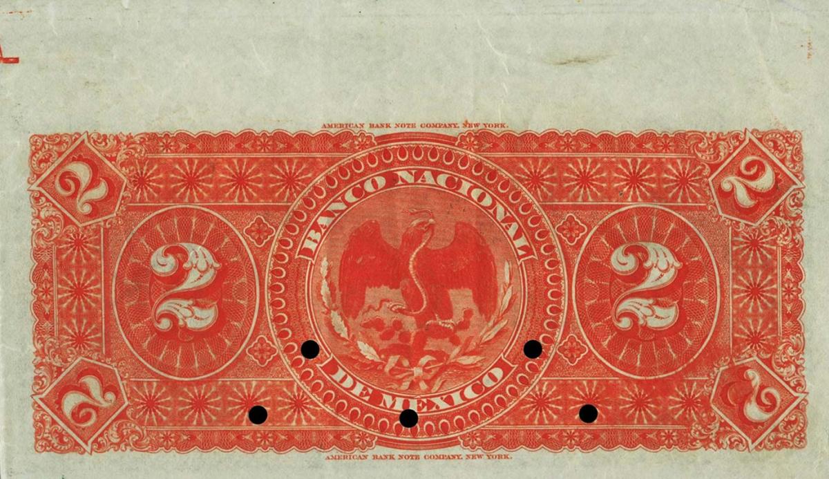 Back of Mexico pS256s1: 2 Pesos from 1885