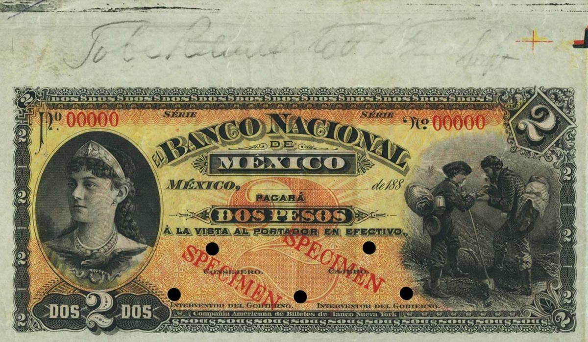 Front of Mexico pS256s1: 2 Pesos from 1885