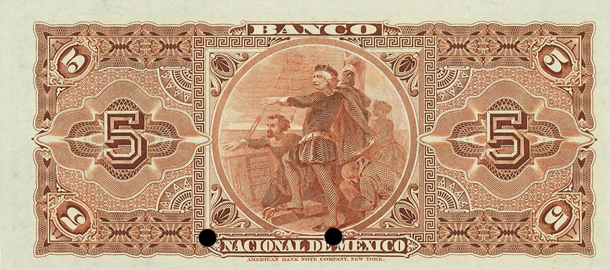 Back of Mexico pS257s2: 5 Pesos from 1885