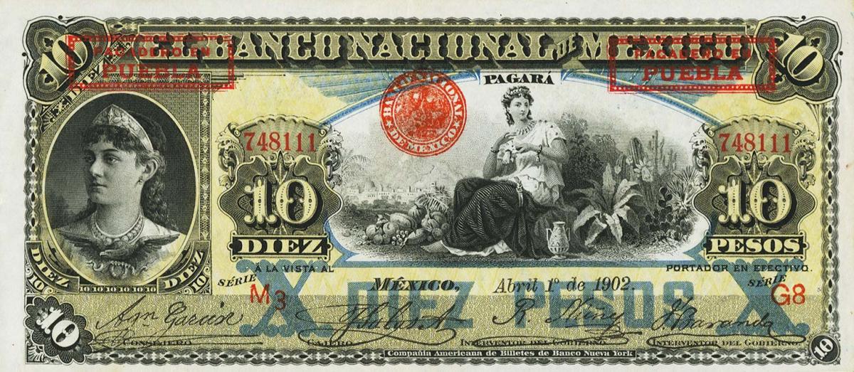 Front of Mexico pS258ai: 10 Pesos from 1885