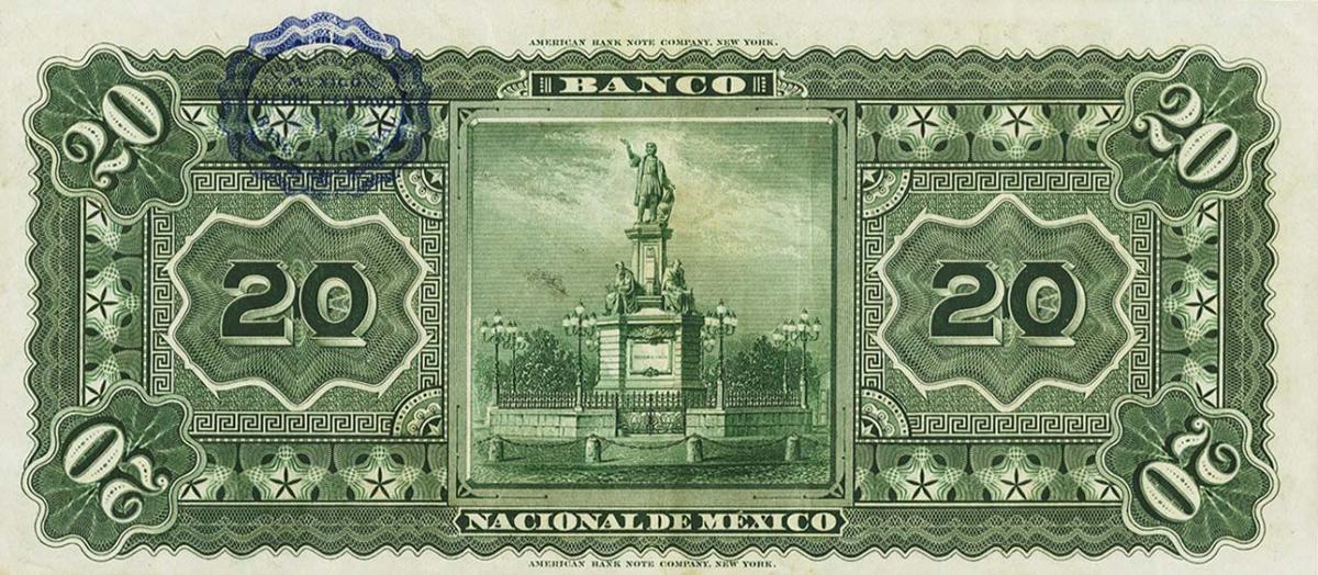 Back of Mexico pS259d: 20 Pesos from 1885