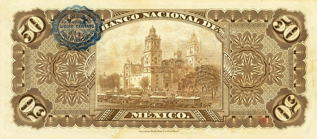 Back of Mexico pS260c: 50 Pesos from 1885