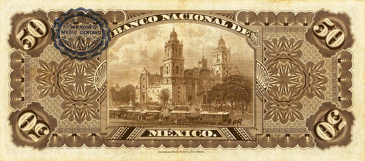 Back of Mexico pS260d: 50 Pesos from 1885