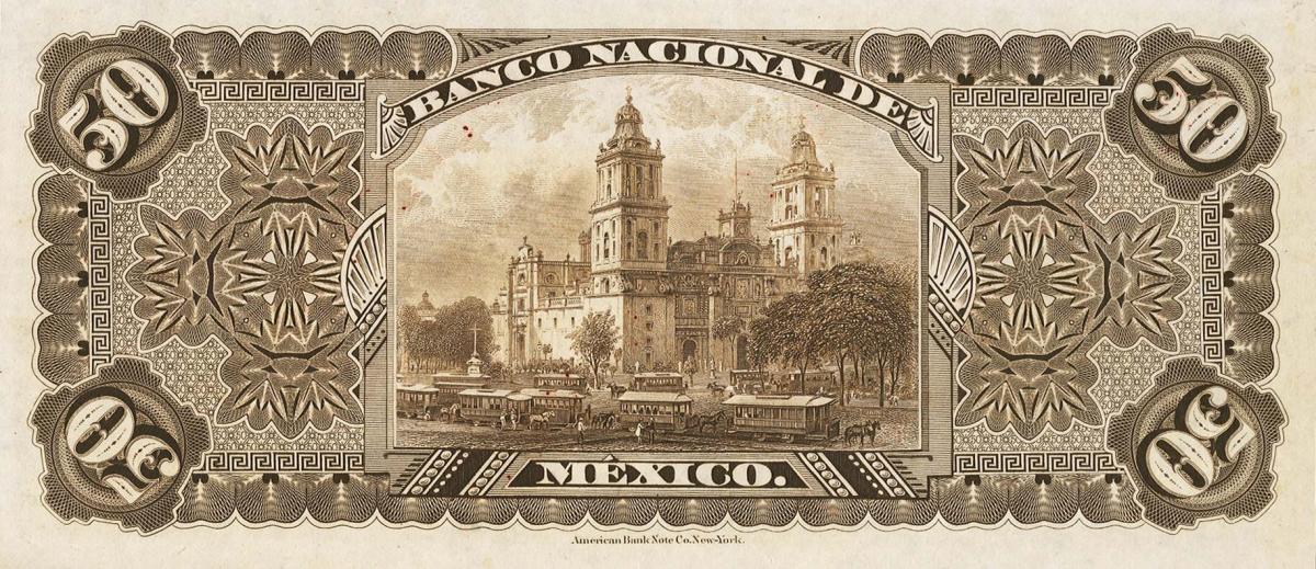 Back of Mexico pS260r: 50 Pesos from 1885