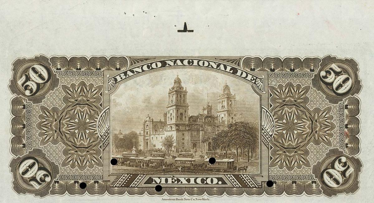 Back of Mexico pS260s1: 50 Pesos from 1885