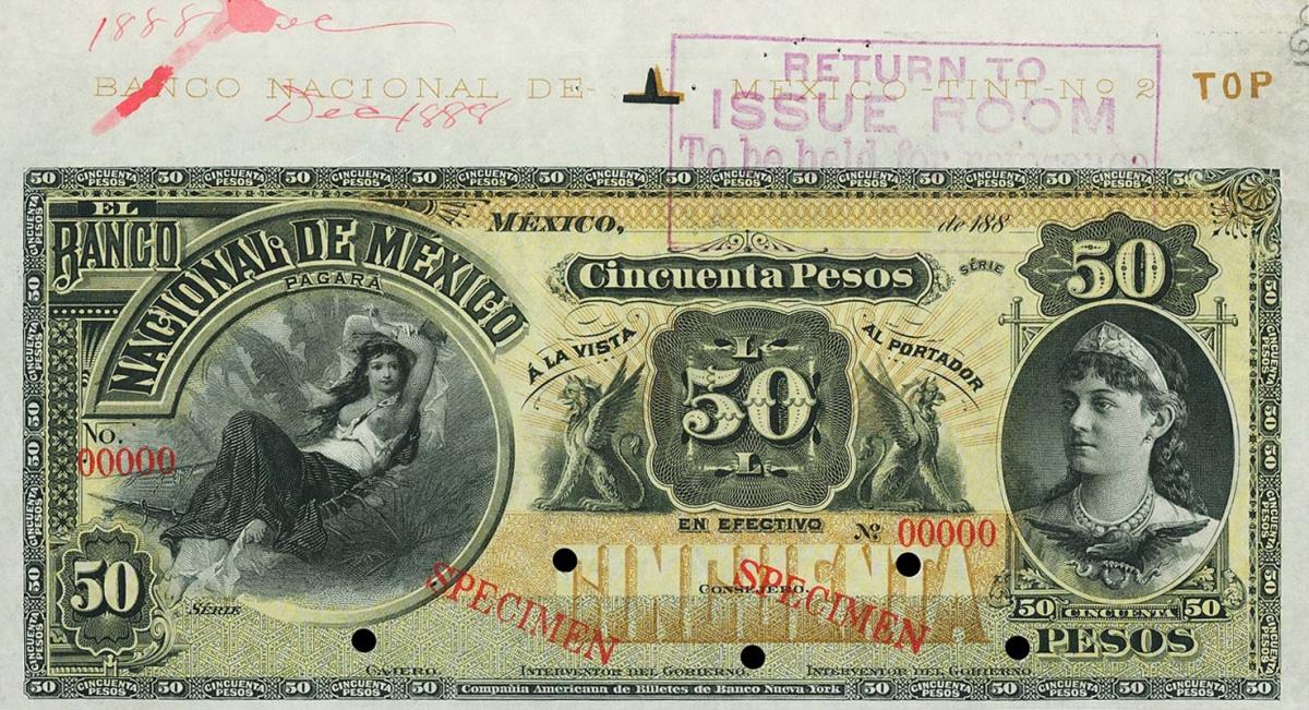 Front of Mexico pS260s1: 50 Pesos from 1885