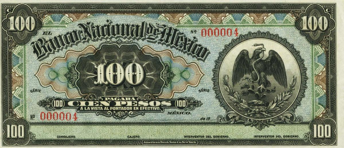 Front of Mexico pS261Ar: 100 Pesos from 1913