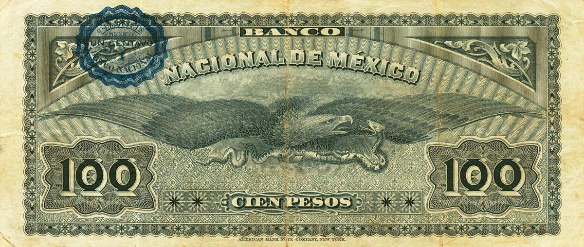 Back of Mexico pS261c: 100 Pesos from 1885