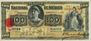 pS261d from Mexico: 100 Pesos from 1885