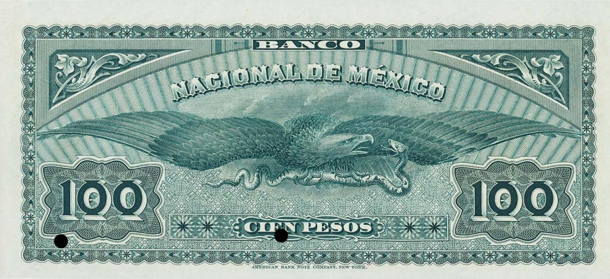 Back of Mexico pS261s2: 100 Pesos from 1885